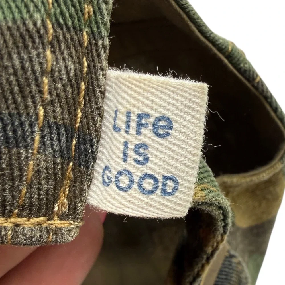 Life is Good Camo Baseball Cap Adjustable Camouflage Hat Green Brown Cotton - Picture 7 of 8
